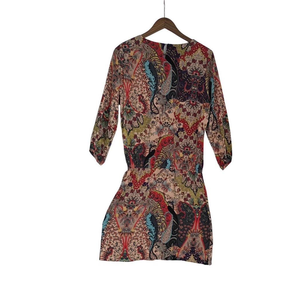 EAST INDIA COMPANY Paisley Print Viscose Midi Dress 3/4 Sleeve Elastic Waist