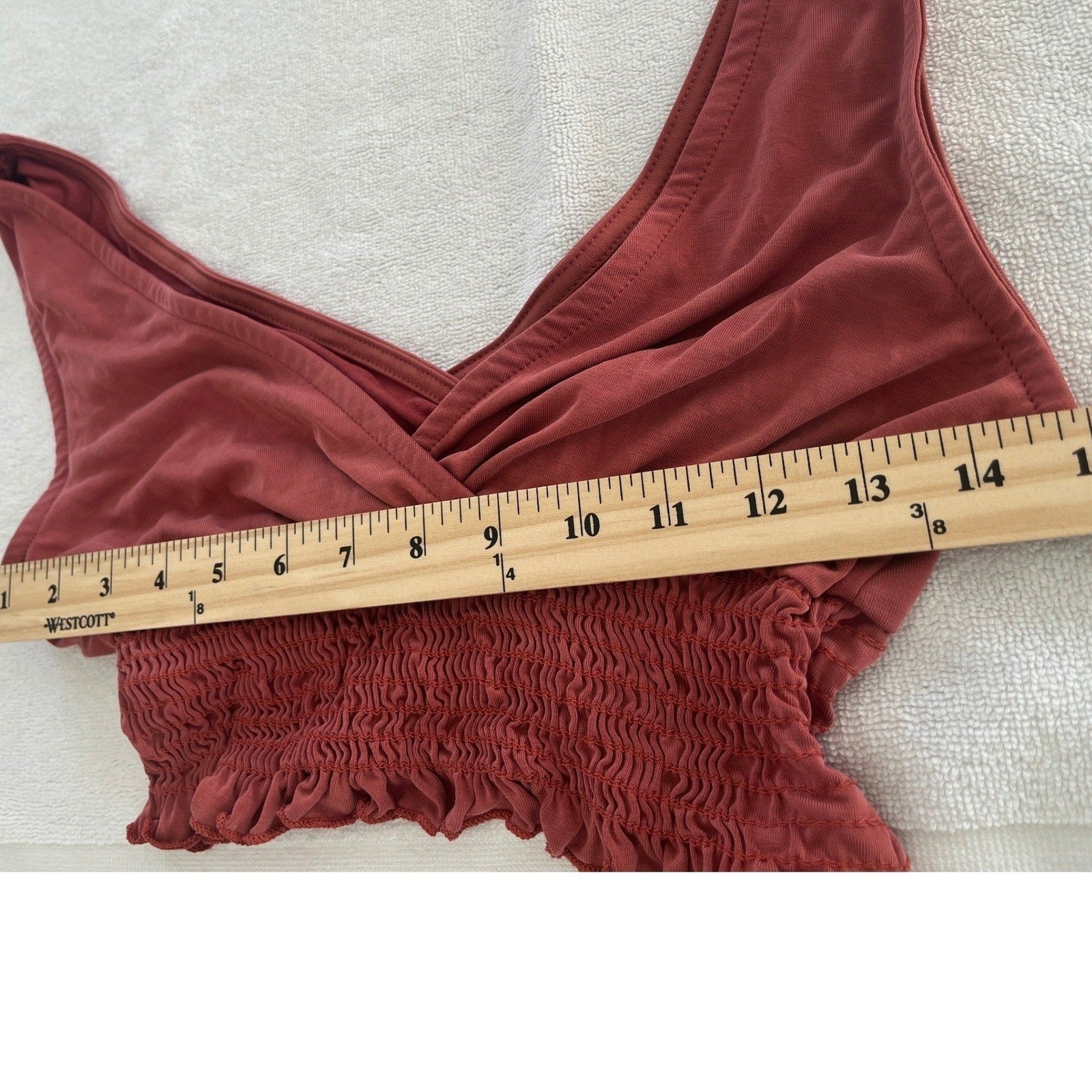 Urban Outfitters Rust Red Ruched Halter Neck Tank Top XS Y2K Aesthetic Retro
