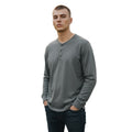 J Crew Long Sleeve Gray Henley Shirt Men's Size Large Button Up Casual Comfort