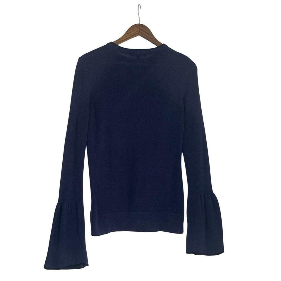 William B Bell Sleeve Knit Sweater Navy Blue Boho Flowy Pullover Womens M