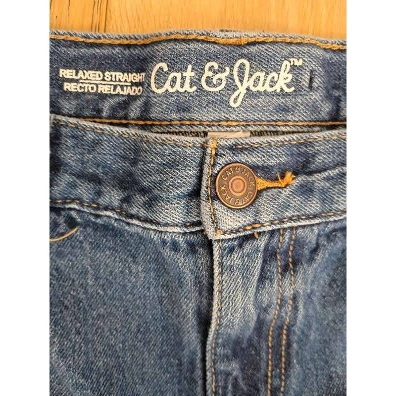 Cat & Jack Relaxed Straight Jeans Medium Wash Denim Girls 16 Fits W24-25