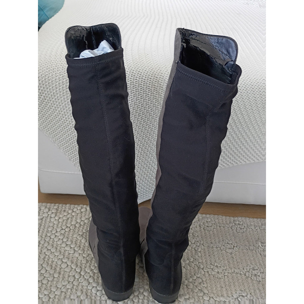 GUESS Womens Grey Black Stretch Over The Knee Flat Boots 8.5M $149