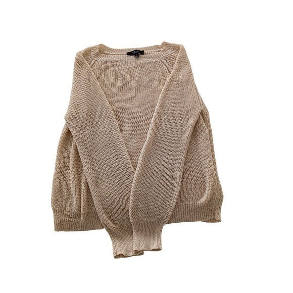 Lulus Beige Knit Sweater Boat Neck Long Sleeve Casual Women Size S