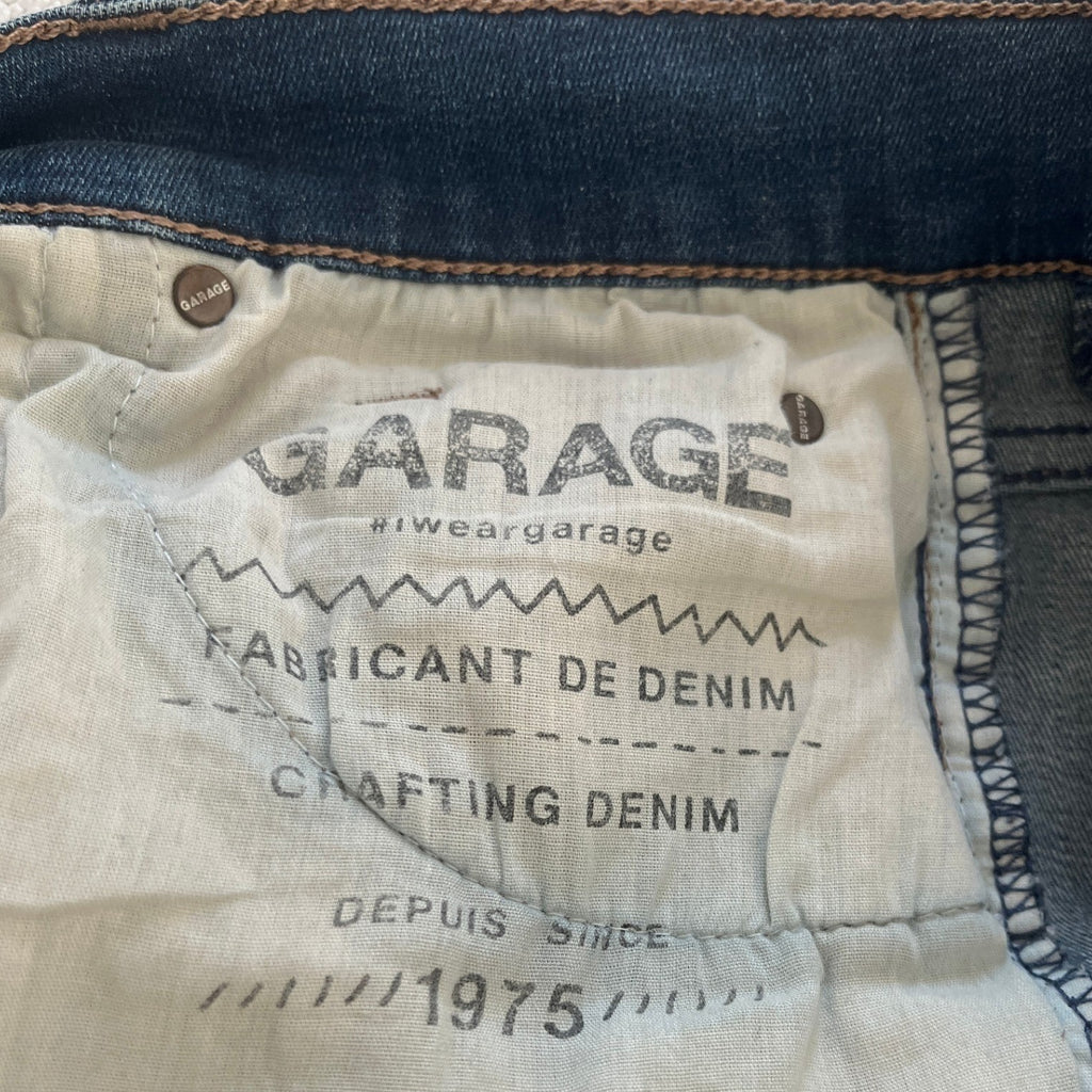 Garage High Rise Skinny Jeans Dark Wash Distressed Raw Hem 26x27 Y2K Aesthetic