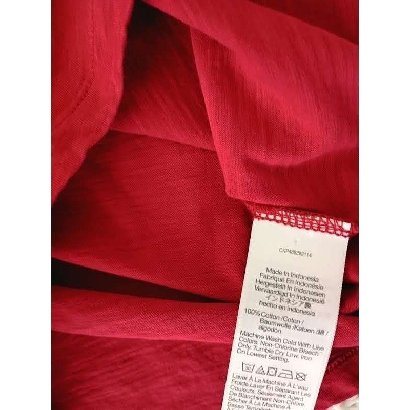 Madewell Red V-Neck T-Shirt Cotton Casual Tee Fits S NWOT