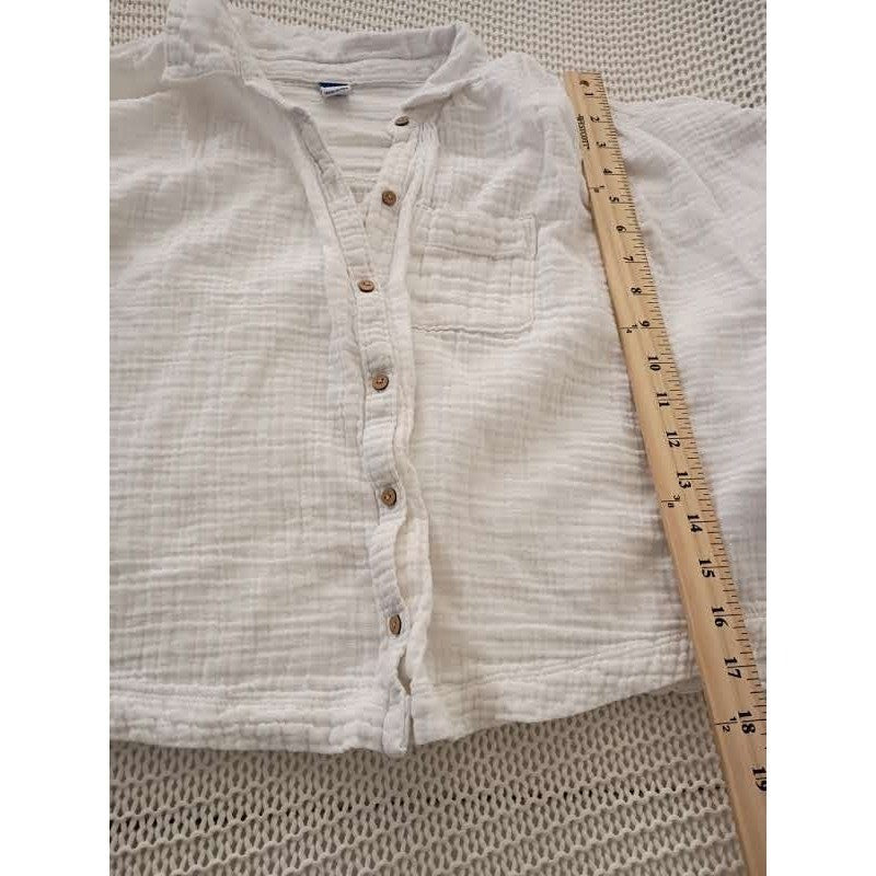 Old Navy White Double-Weave Gauze Shirt S 100% Cotton Coastal Chic