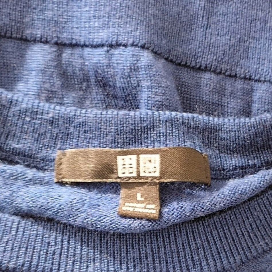 Uniqlo Men's Navy 100% Extra Fine Merino Wool Crew Neck Sweater Large