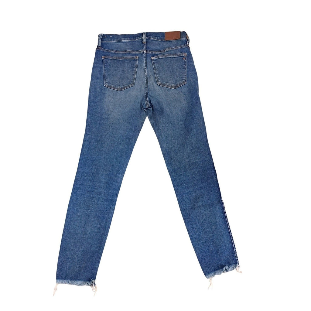 Madewell High Rise Skinny Jeans Medium Wash Raw Hem Blue Denim 29x27 Boho