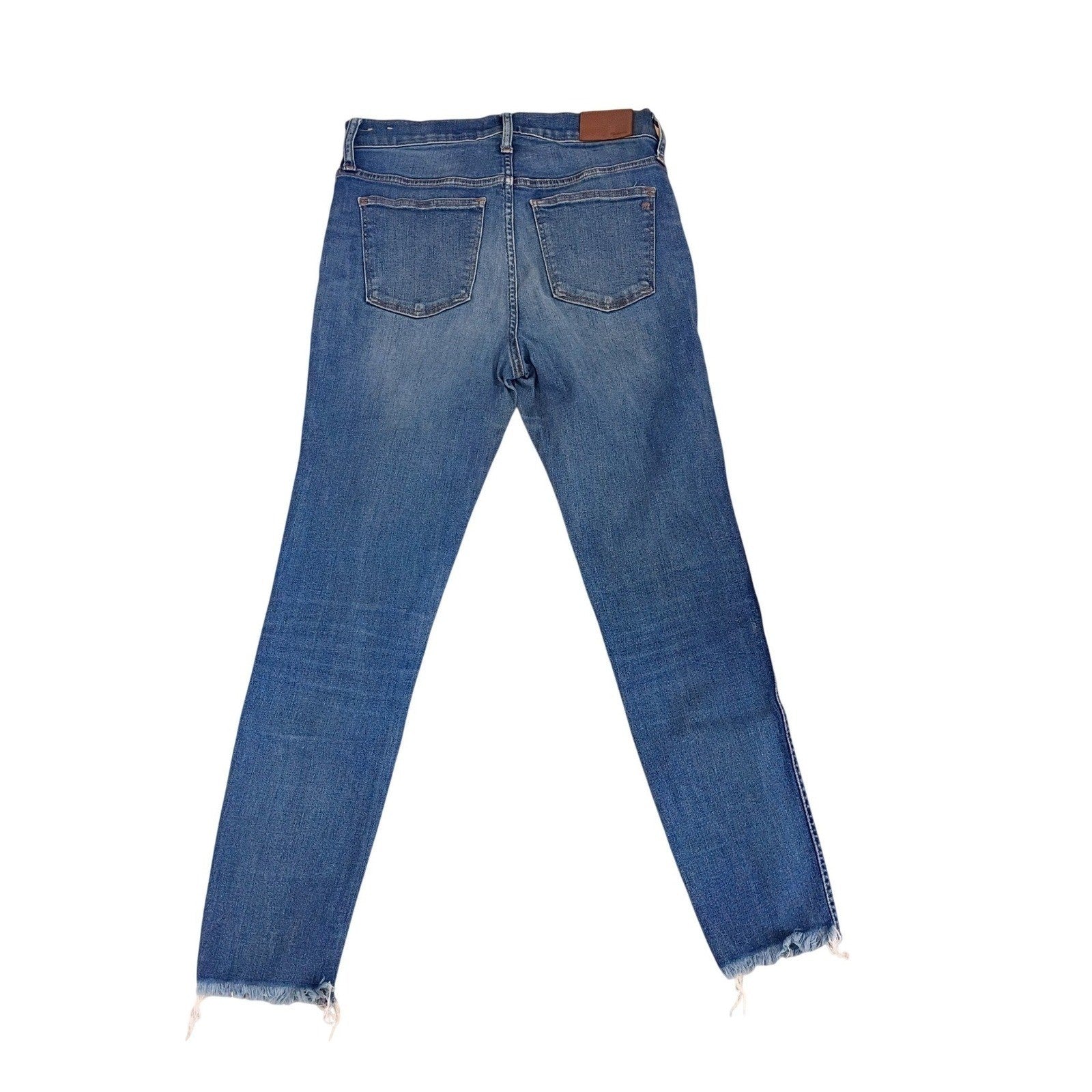Madewell High Rise Skinny Jeans Medium Wash Raw Hem Blue Denim 29x27 Boho