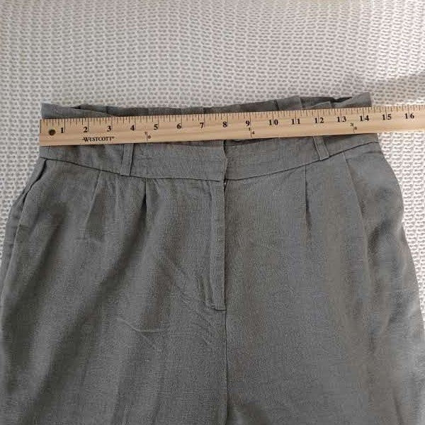 HAVE Los Angeles Linen Blend High Waisted Pleated Trousers Olive Green Sz Mx27