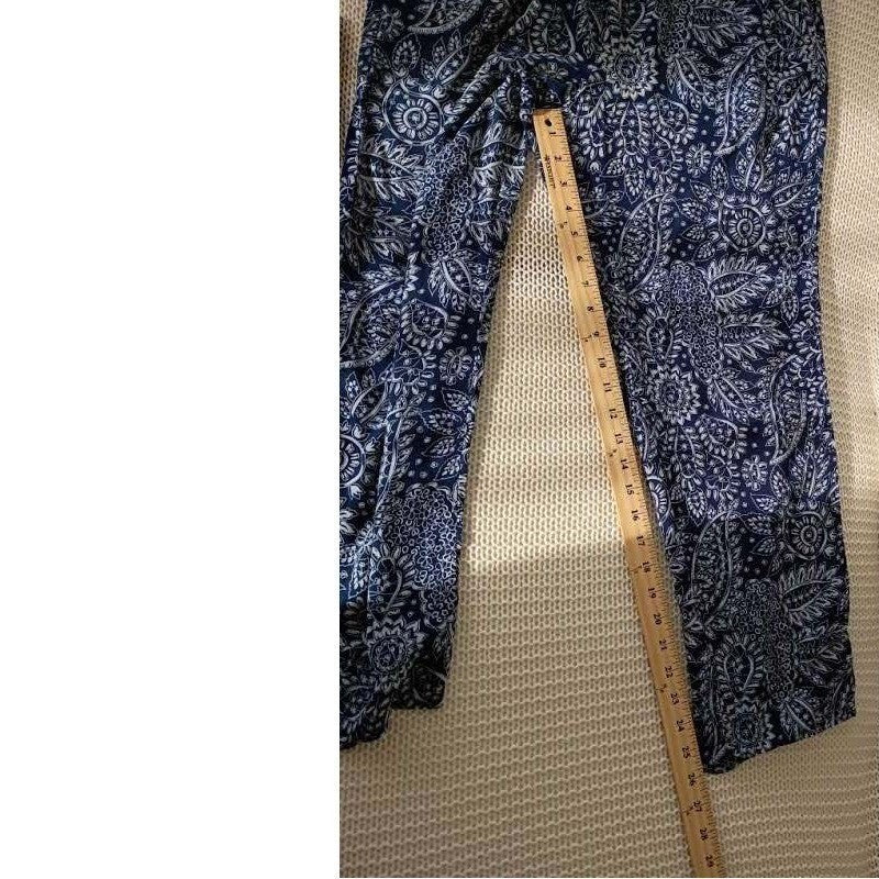 Madewell Blue White Paisley Floral Elastic Waist Viscose Pull On Pants S/M