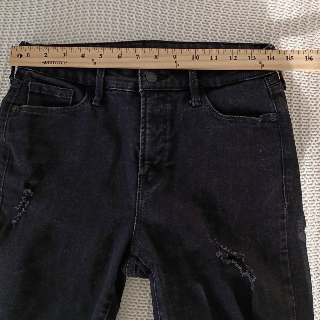 Old Navy Black Power Slim Straight High Rise Distressed Jeans Womens Size 6 / 28