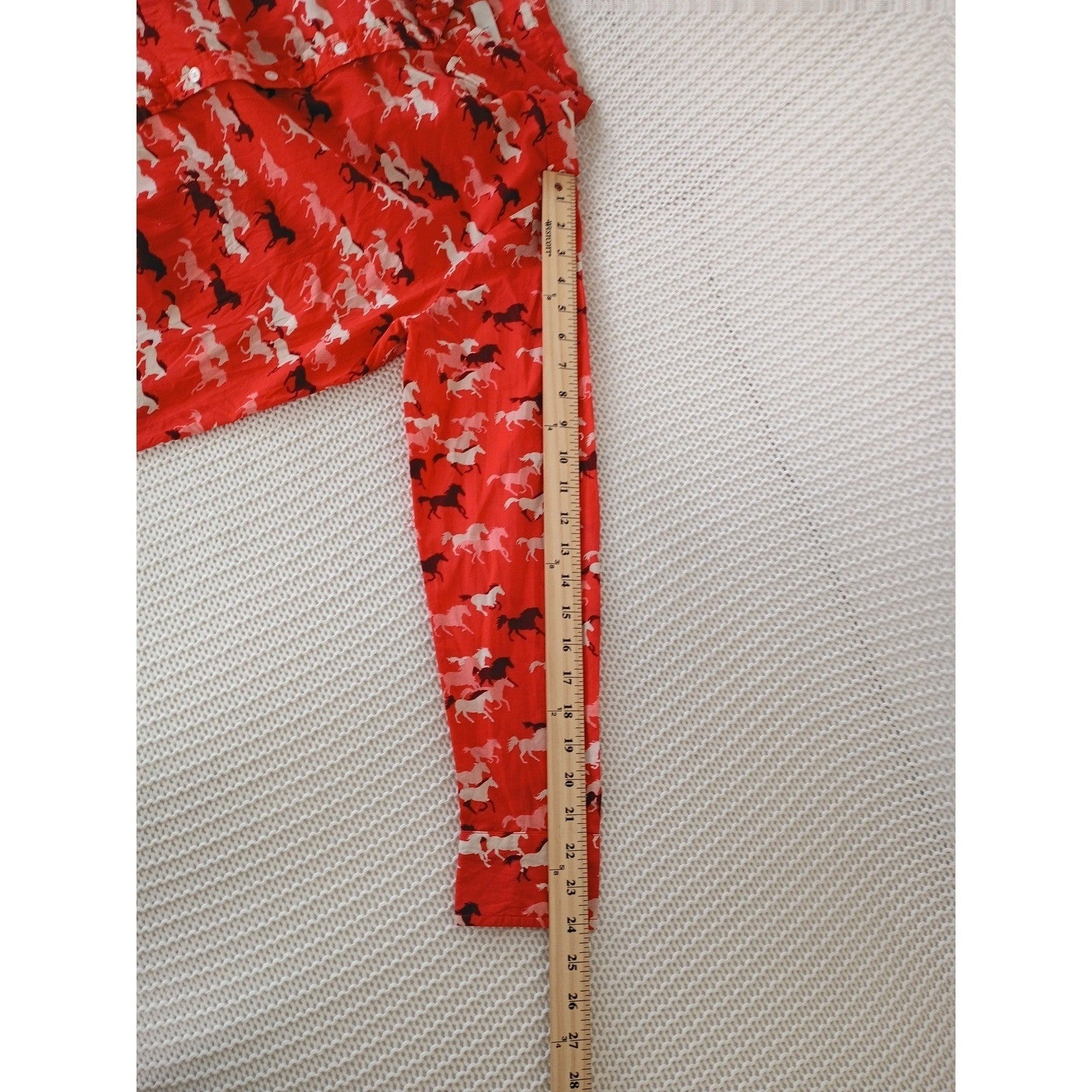 LOFT $60 Red Horse Equestrian Print Cotton Shirt Medium M Long Sleeve Preppy