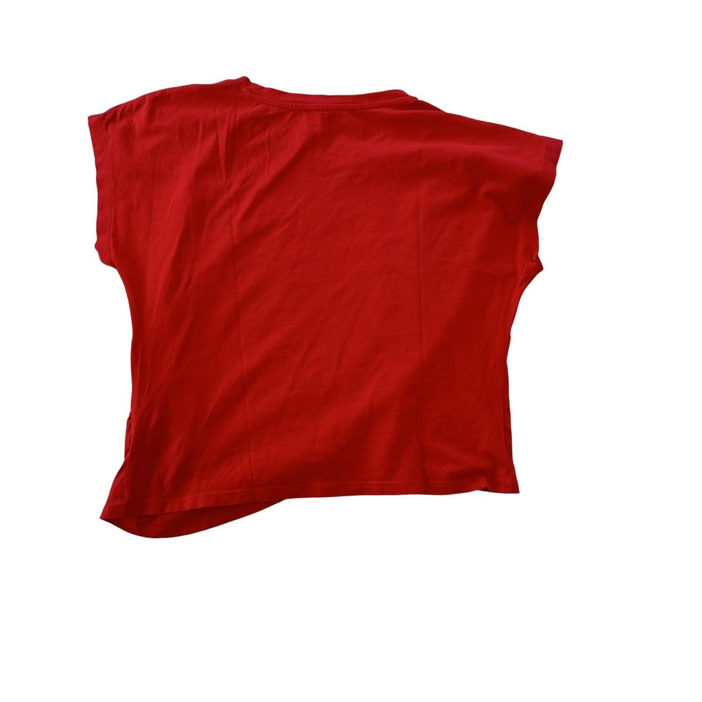Ole by Koton Red Asymmetrical Draped Cap Sleeve Top Size M 100% Cotton
