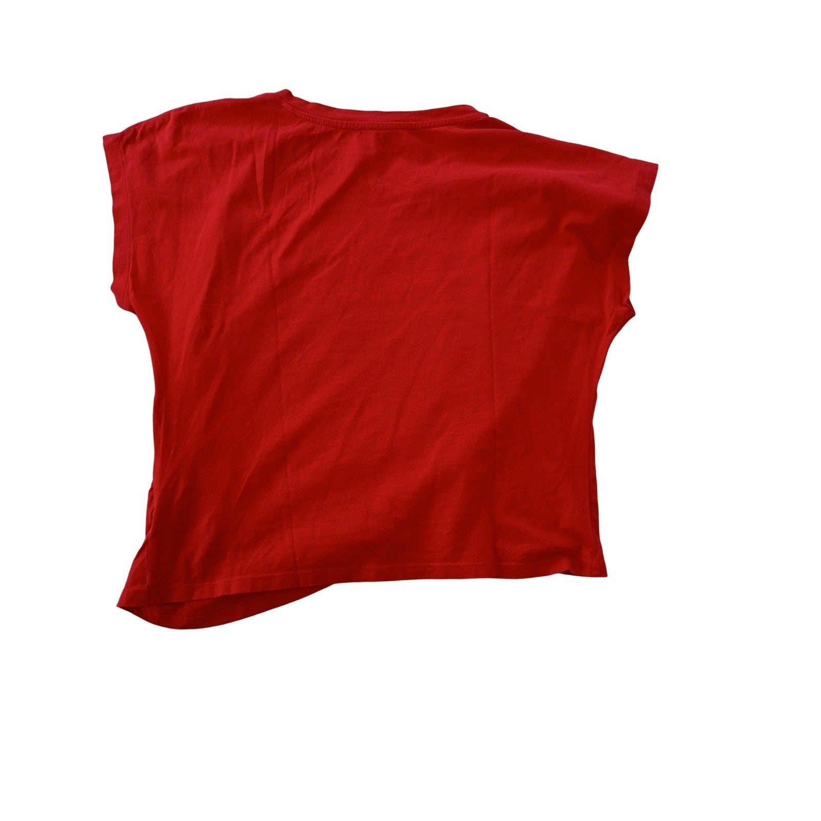 Ole by Koton Red Asymmetrical Draped Cap Sleeve Top Size M 100% Cotton