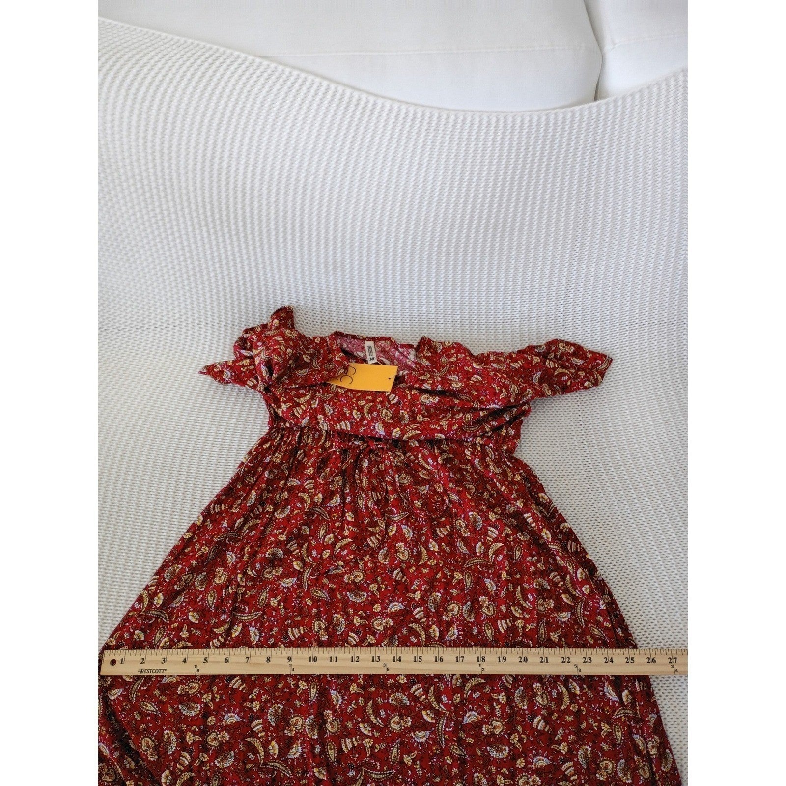 NWT Grecerelle Red Paisley Floral Maxi Dress V-Neck Short Sleeve Elastic Waist M