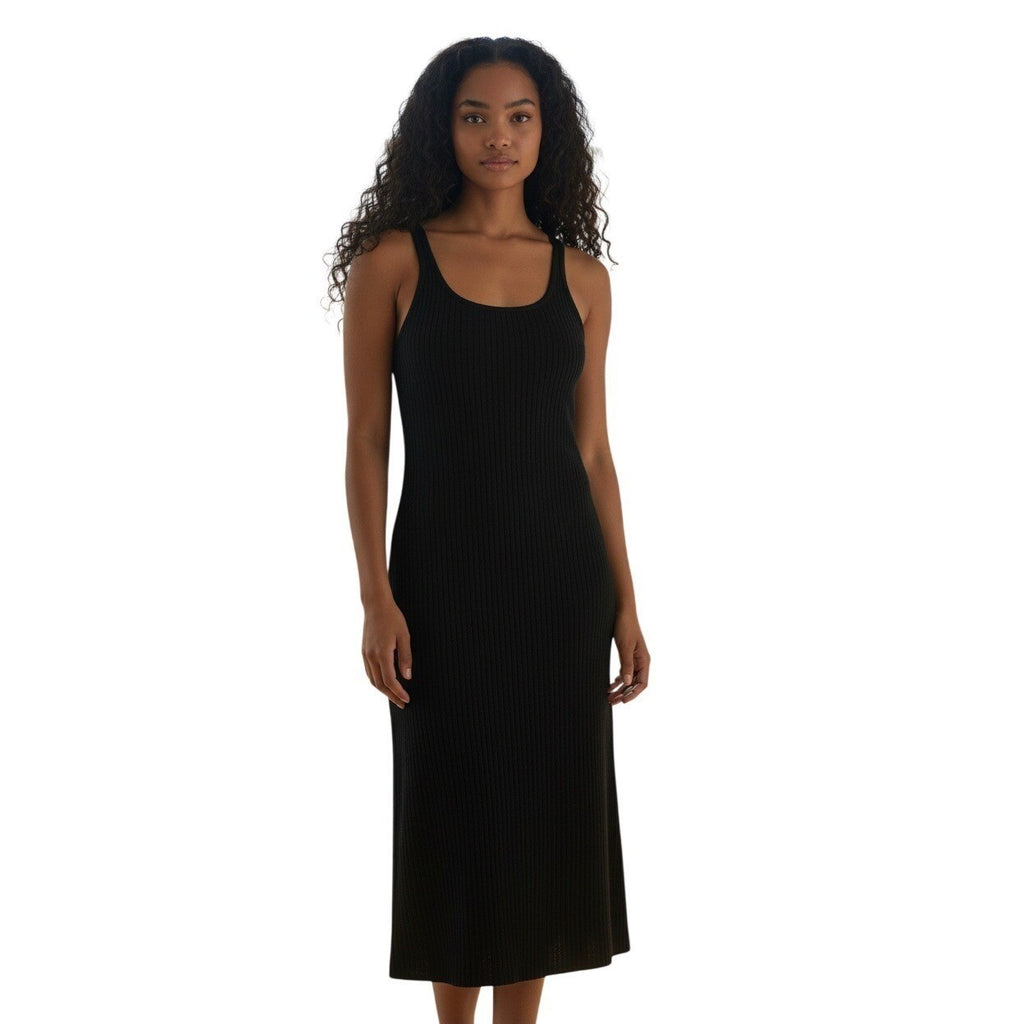 Old Navy -NWOT - Black Ribbed Tank Dress Spaghetti Strap Mini Size S