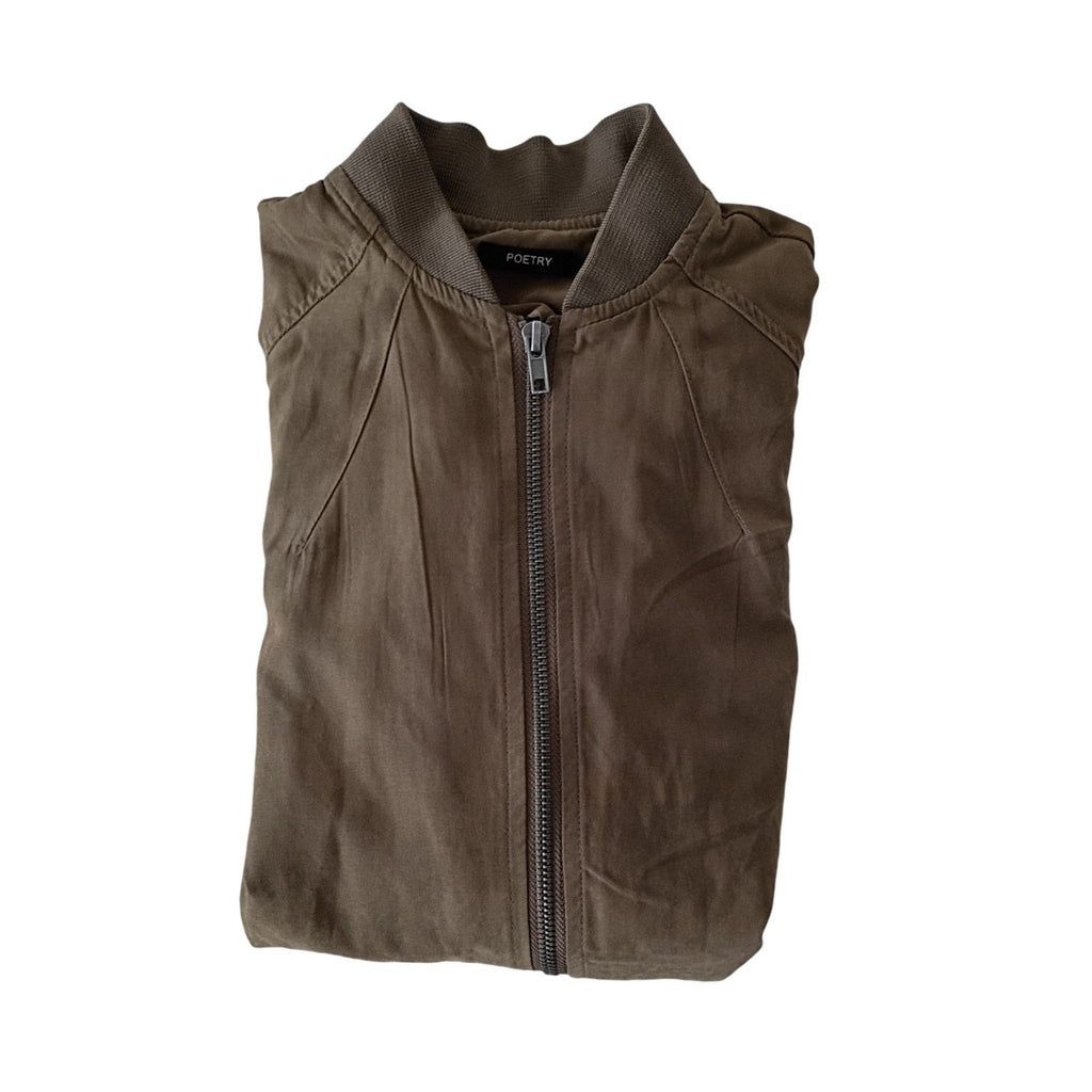 Poetry Olive Green Bomber Jacket Size S - Zip Front