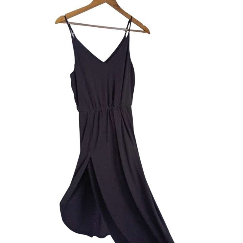 1.STATE Black Wrap Dress S NWOT Tulip Hem Midi VNeck Stretch Cocktail Minimalist