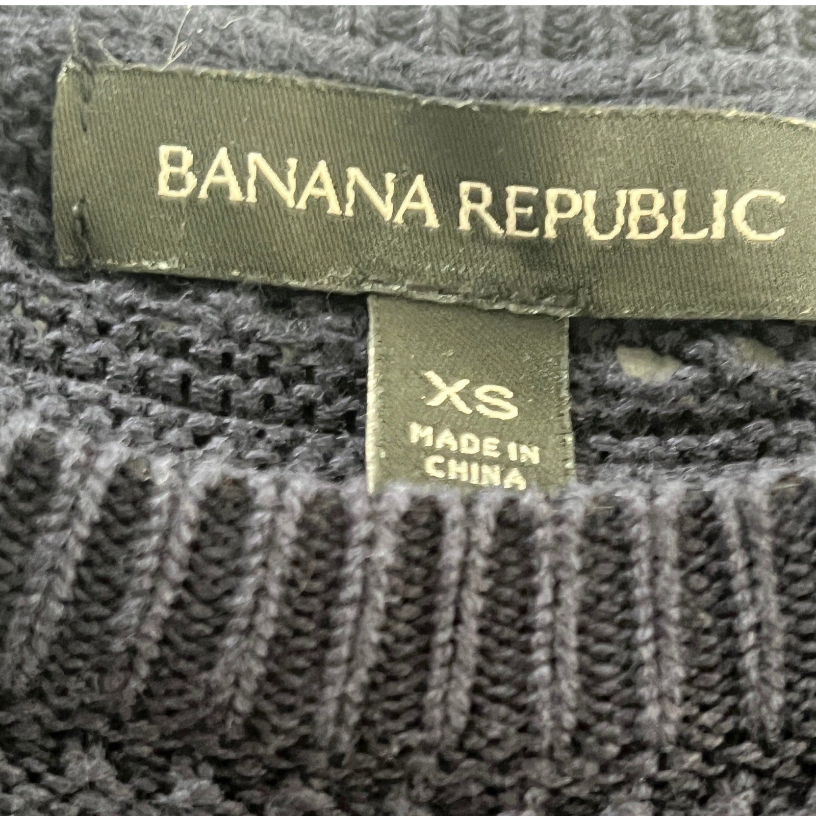 Banana Republic Navy Blue Cotton Blend Textured Knit Ruffle Sweater Fits S NWOT