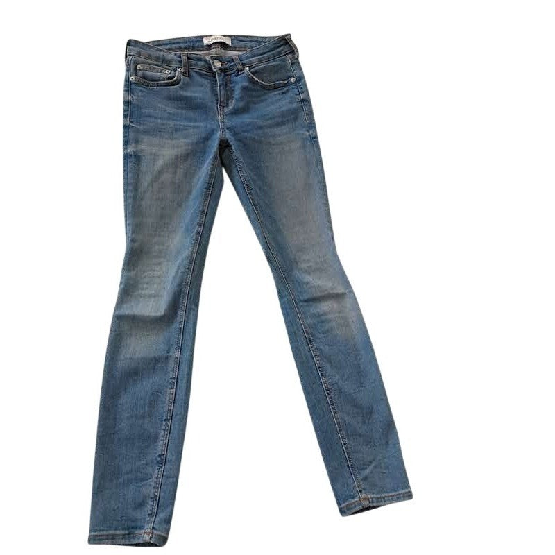 ZARA UK Y2K Low Rise Skinny Jeans Medium Wash Blue 27x30 Indie Sleaze VTG