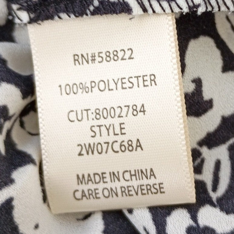 Max Studio London Black White Floral Smocked Waist Tiered Midi Dress Medium