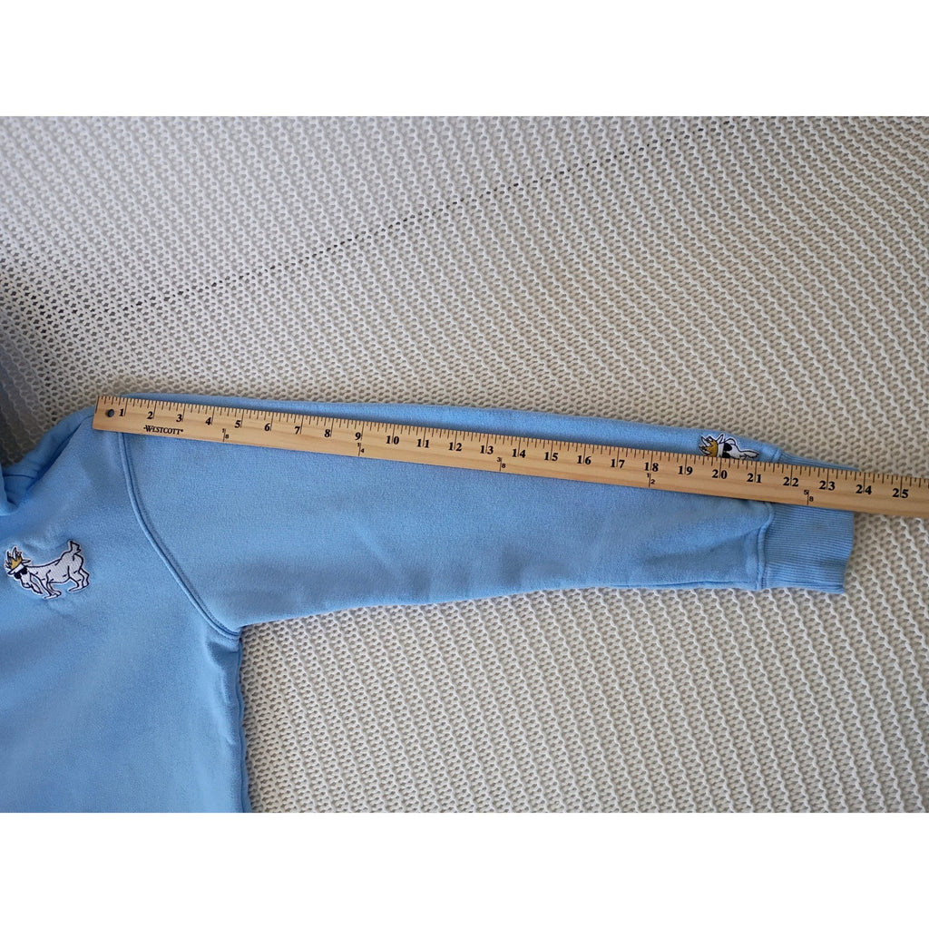 GOAT Light Blue Hoodie Pullover Graphic Print Small Oversized Unisex PTP 20"