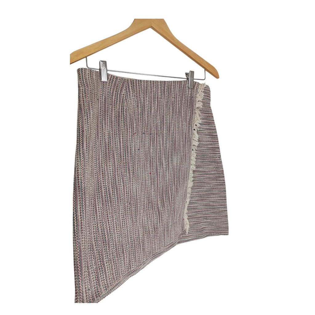 Maeve Anthropologie Cotton Tweed Fringe Trim A-Line Mini Skirt Multi Color Sz 10