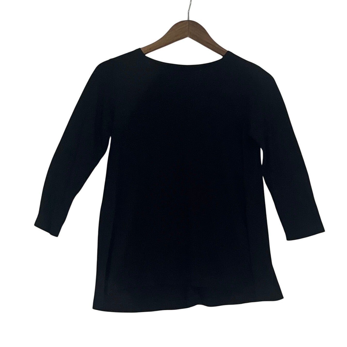 Muji Modal Cotton Blend Black Long Sleeve Top Size S Boat Neck Everyday Wear