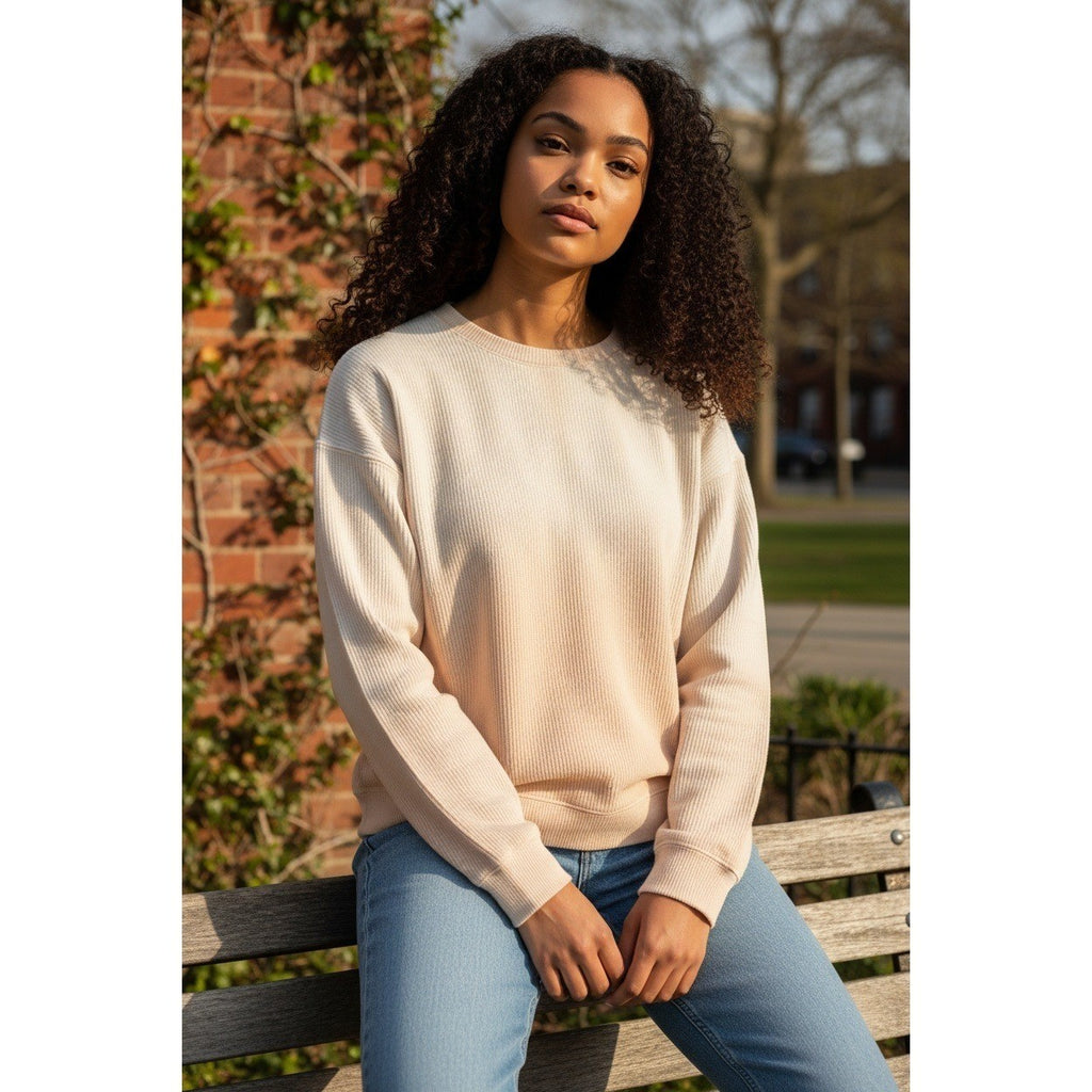 Peach Cream Tie Dye Sweatshirt 100% Cotton XL Oversized Pullover Crewneck