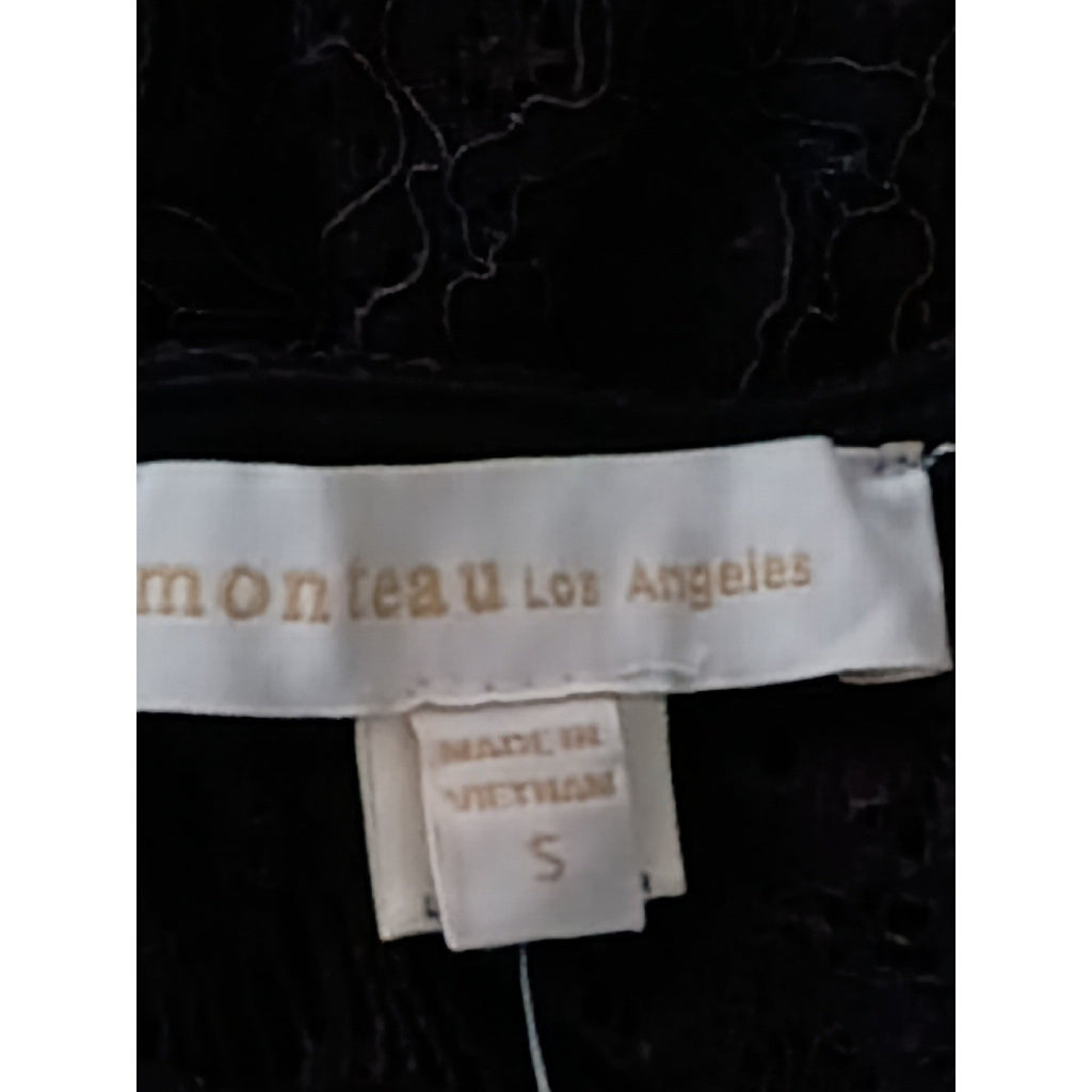 Monteau Black NWOT Coquette Lace Ruffle Sleeve Fit Flare Dress Elegant Feminine