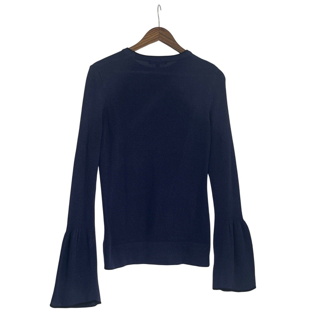William B Bell Sleeve Knit Sweater Navy Blue Boho Flowy Pullover Womens M
