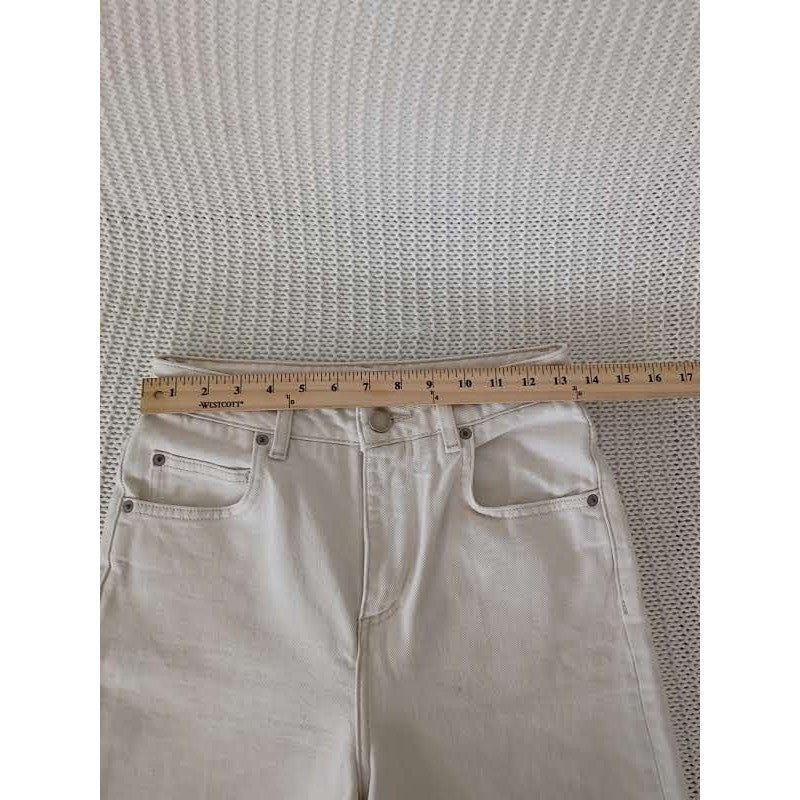 ASOS Denim Ecru Off White Wide Leg Jeans 26x26 100% Cotton High Waisted $55