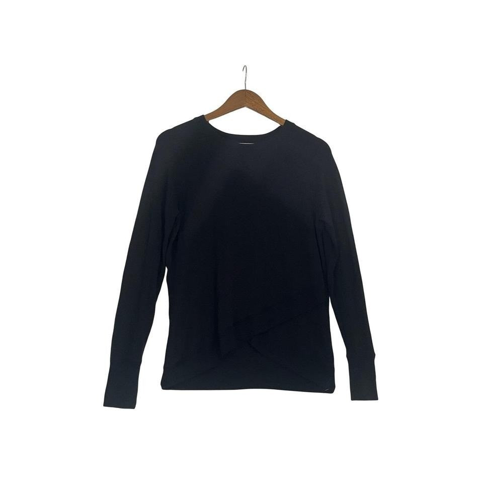 Athleta Black Modal Blend Long Sleeve Crewneck Pullover Top Size S/M