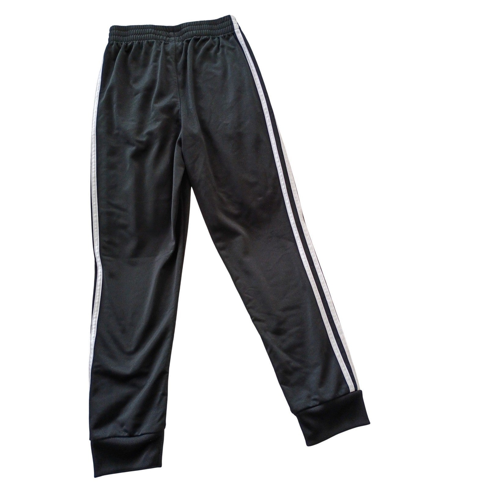 Adidas Youth 10/12 Track Pants Black White 3 Stripe Joggers Fits Women Petite S