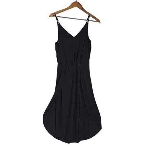 1.STATE Black Wrap Dress S NWOT Tulip Hem Midi VNeck Stretch Cocktail Minimalist