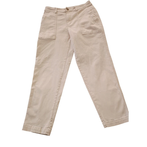 A New Day Womens Cargo Pants Cream Stretch Elasticized Sz 8 W28x26
