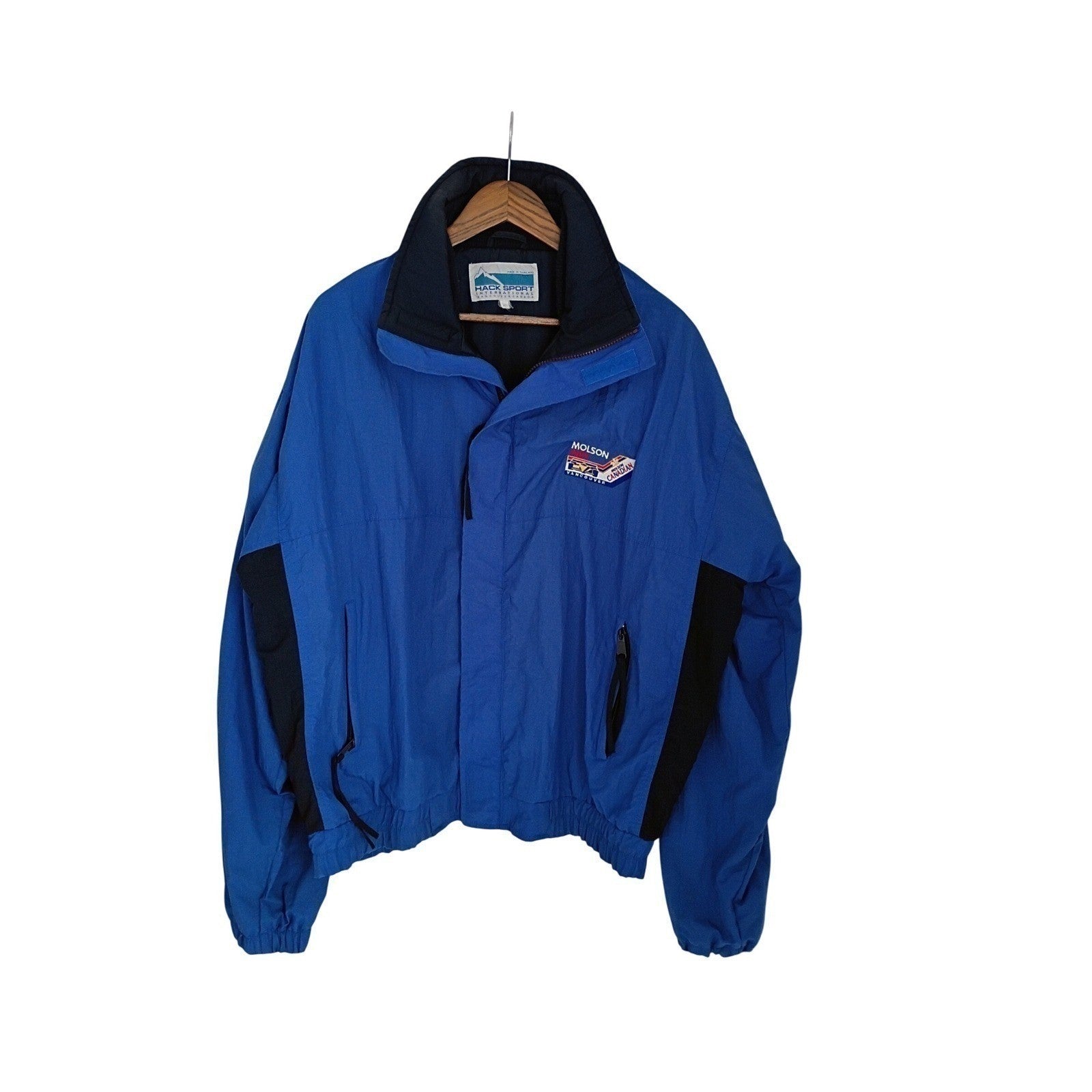 Vintage Molson Canadian Racing Jacket Blue Windbreaker Beer Promo Mens XL