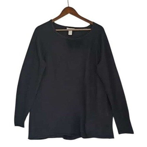H&M Basic Super Cozy Large Charcoal Grey Wool Blend Crew Neck Knit Sweater