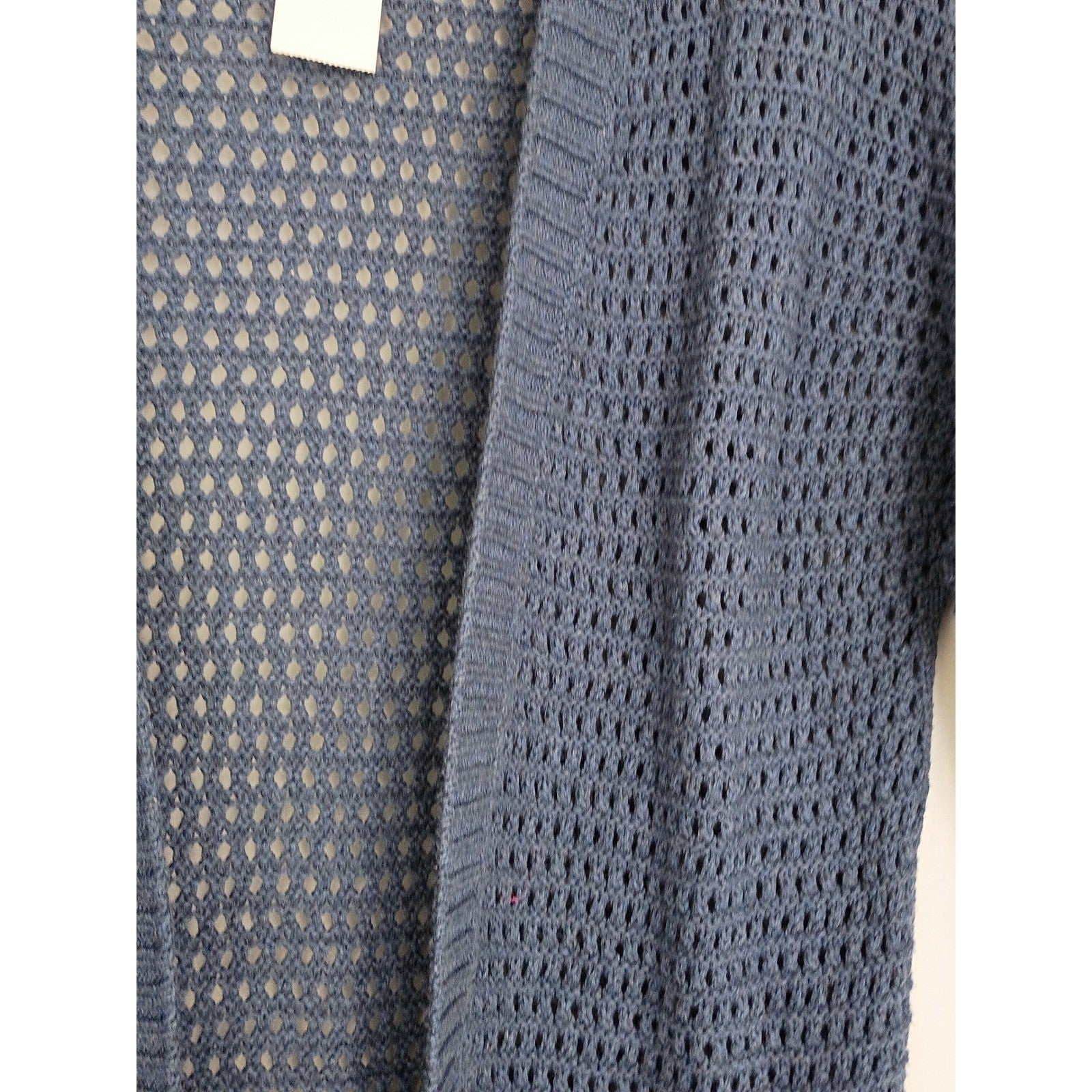 GAP NWT 100% Cotton Mesh Blue Crochet Knit Cardigan Longline Open Cozy Layer S