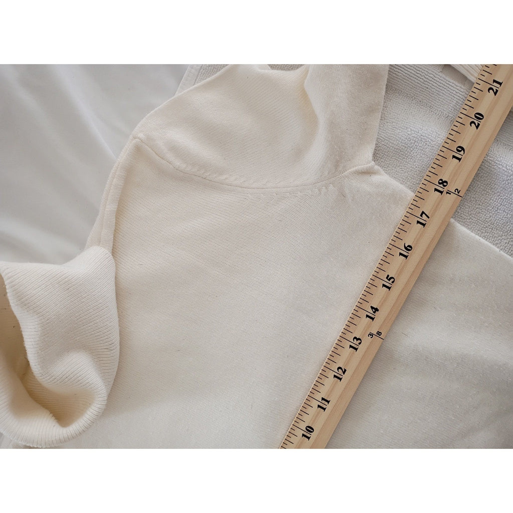 JM Collection Petite Ivory Turtleneck Sweater Button Cuffs Pullover Size P S