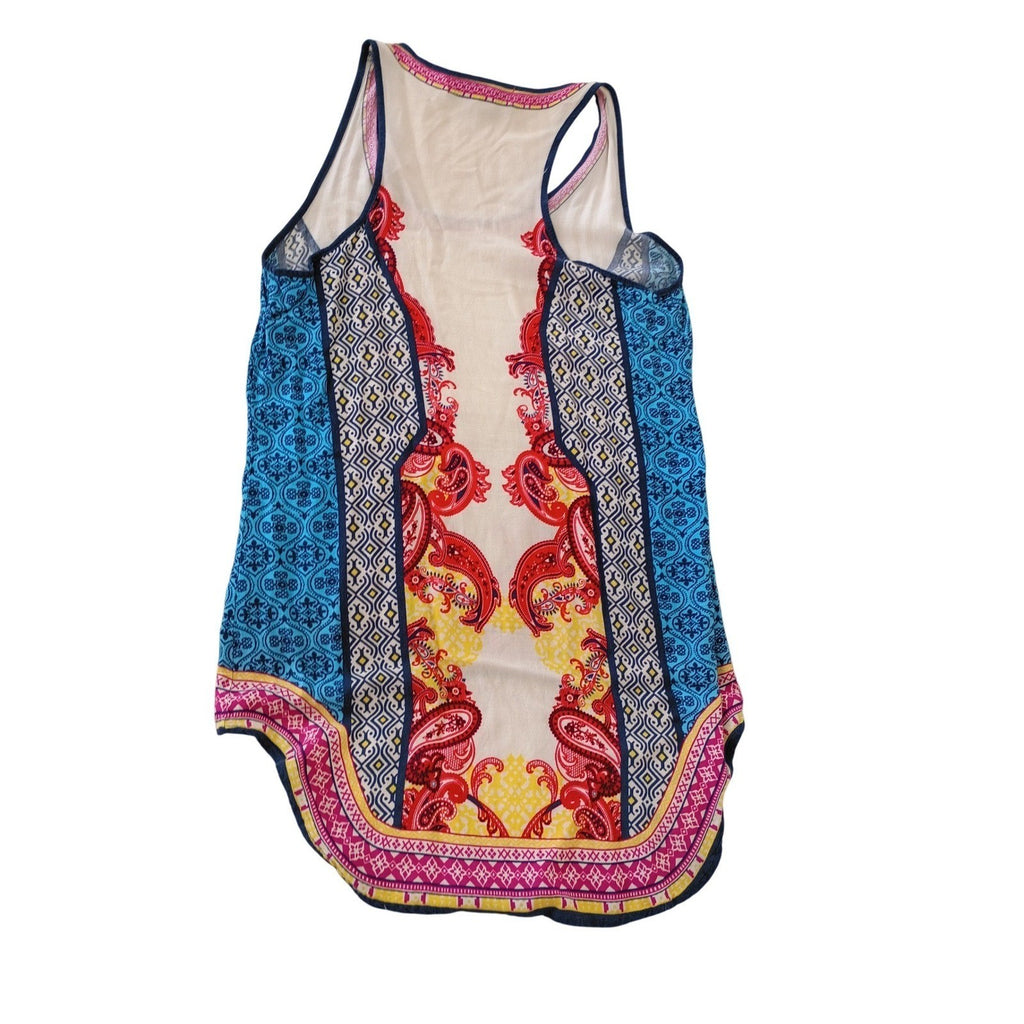 Flying Tomato Bohemian Tank Top S Paisley Print Sleeveless Sheer Lightweight