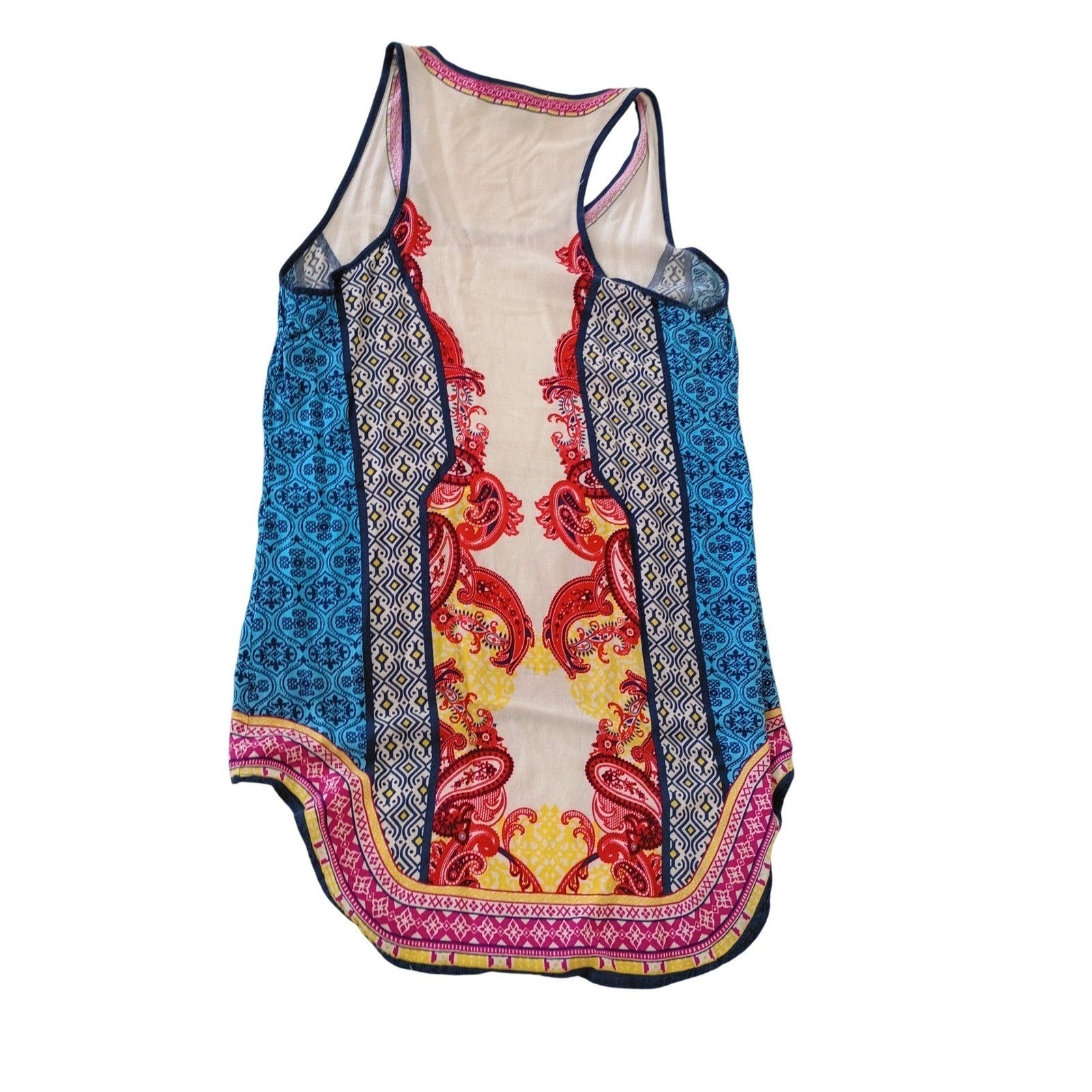 Flying Tomato Bohemian Tank Top S Paisley Print Sleeveless Sheer Lightweight