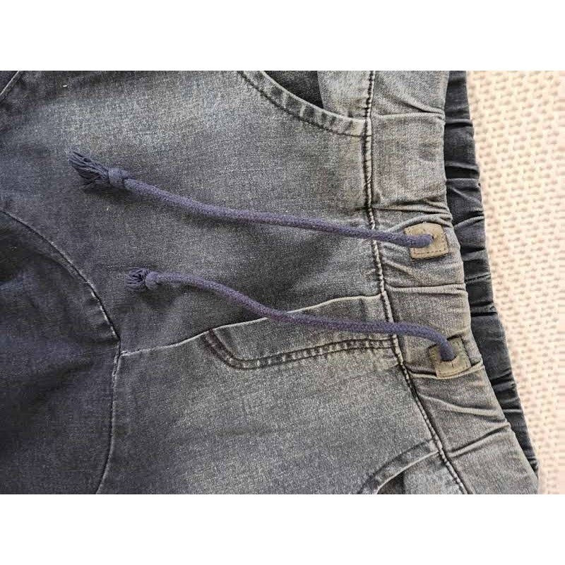 CHE DA LANG Relaxed Denim Drawstring Waist L 100% Cotton Tapered Dark Wash Moto