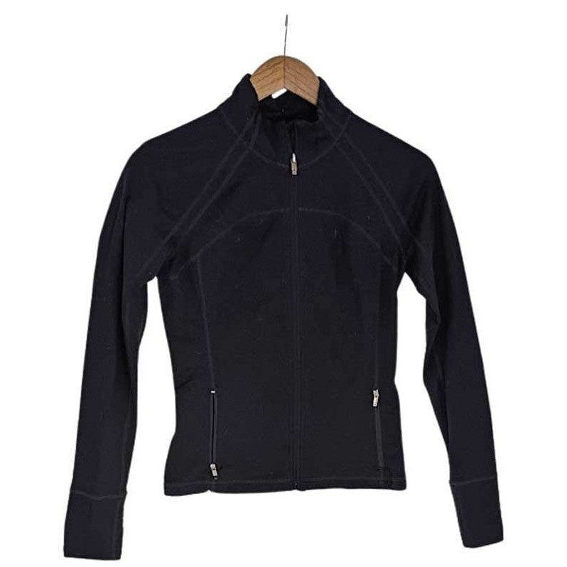 Madewell Black Zip Up Jacket Wool Alpaca Blend  Mock Neck Long Slve Thumbholes M