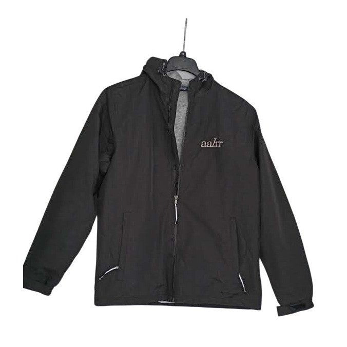 Charles River Apparel Mens Gray Hooded Windbreaker Jacket Size L AALR Logo