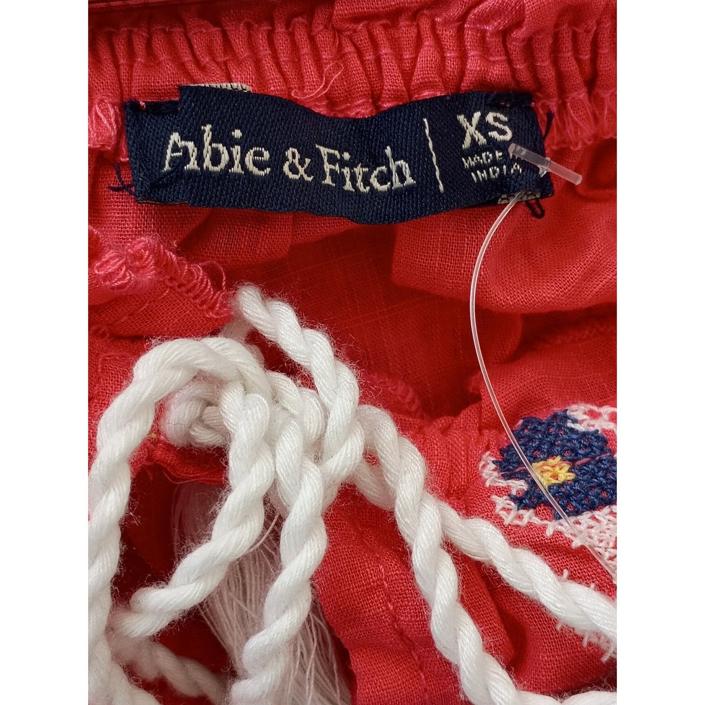 Abercrombie & Fitch NWT 100% Cotton Red Embroidered Peasant Top S Boho