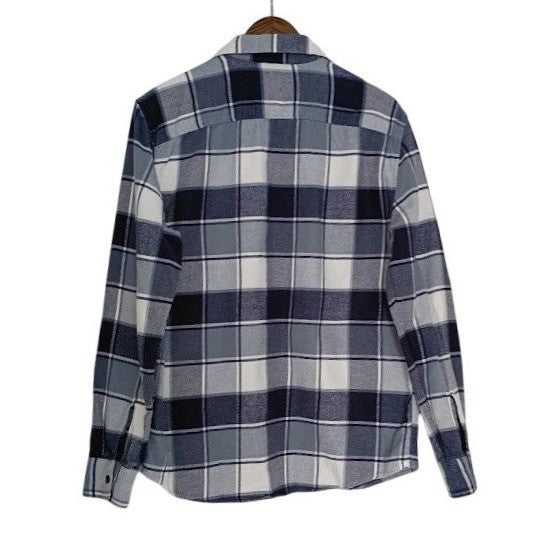 American Eagle Blue White Plaid Flannel Shirt Medium 100% Cotton Long Slve NWOT