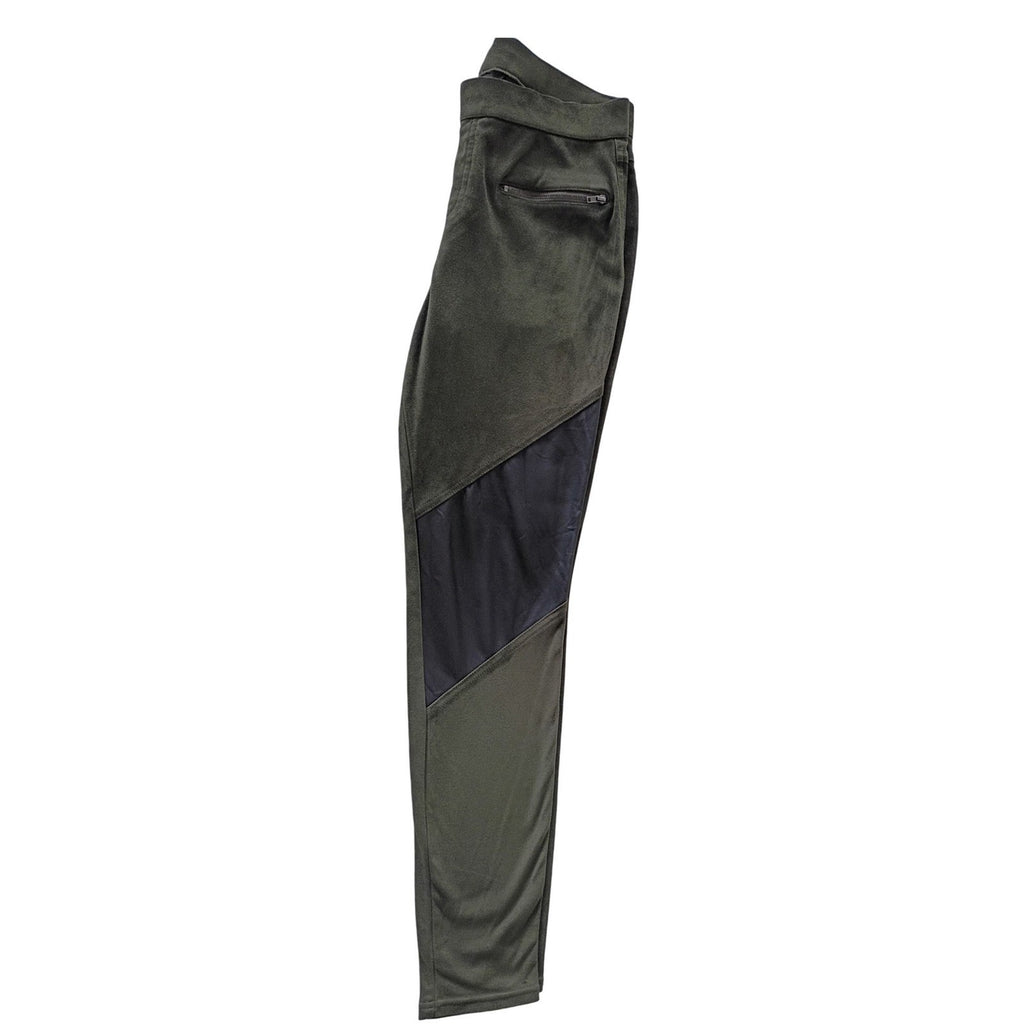 Simply Vera Wang Faux Suede Moto Leggings Pants Olive Green Size M