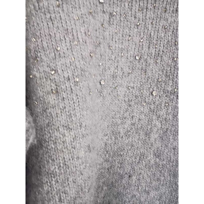 Lane Bryant NWT Sweater Plus Sz 22-24 Gray Sparkle Bead Crew Neck Long Sleeve